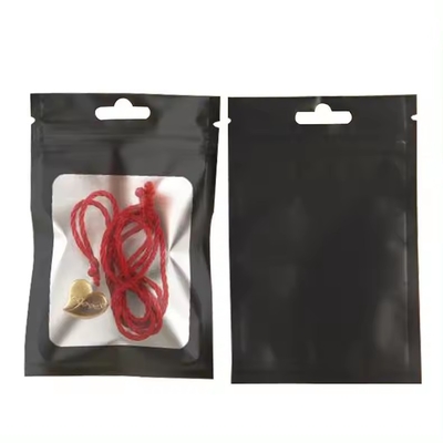 Matte Black Odor Resistant Plastic Zip Lock Packaging Mylar Bag With Clear Window