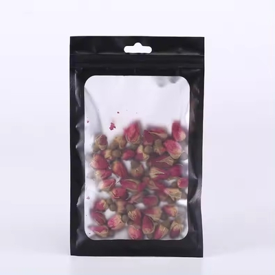 Matte Black Odor Resistant Plastic Zip Lock Packaging Mylar Bag With Clear Window
