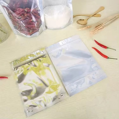 Resealable Aluminum Foil Food Bag Storing Candy Cookies Nuts Tea Vertical Zipper Bag With Transparent Window