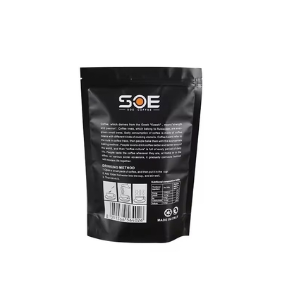 Custom Logo Standing Resealable Aluminium Foil Plastic Packaging Food Pouch With Zipper Coffee Bean Mylar Bags