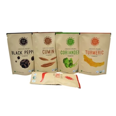 Resealable Zipper Food Packaging Bags Stand Up Pouch Custom Spice Powder Packaging Plastic Bag