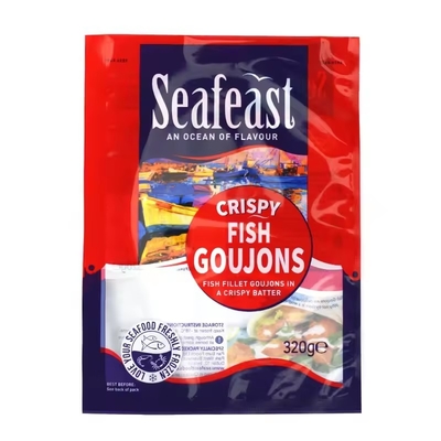 Custom Printed Vacuum Fish Chicken Frozen Food Packaging 3 Side Seal Plastic Bags With Logos