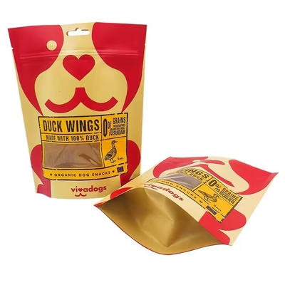 Food Packaging Bag Custom Print Kraft Paper Gravure Printing Zipper Top Stand Up Pouch Bag With Clear Window