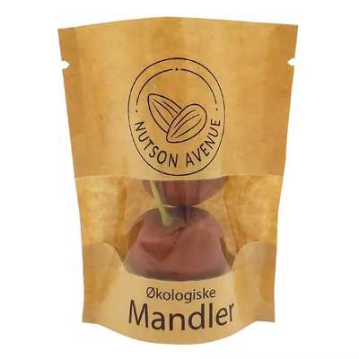 Food Packaging Bag Custom Print Kraft Paper Gravure Printing Zipper Top Stand Up Pouch Bag With Clear Window