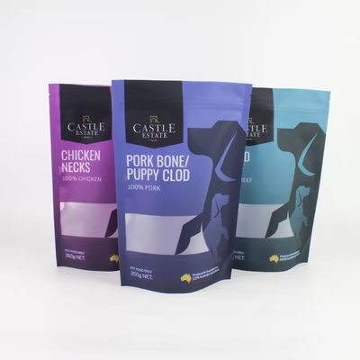 Custom Printed Resealable Foil Ziplock Bags Plastic Packaging Stand Up Pouch For Dog Treat Pet Food Package With Window