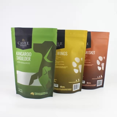 Custom Printed Resealable Foil Ziplock Bags Plastic Packaging Stand Up Pouch For Dog Treat Pet Food Package With Window