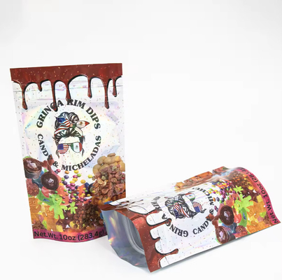 Factory Custom Printed Sugar Food Packaging Plastic Packaging Aluminum Foil Mylar Stand Up Pouch Bag Die Cut Mylar Bag