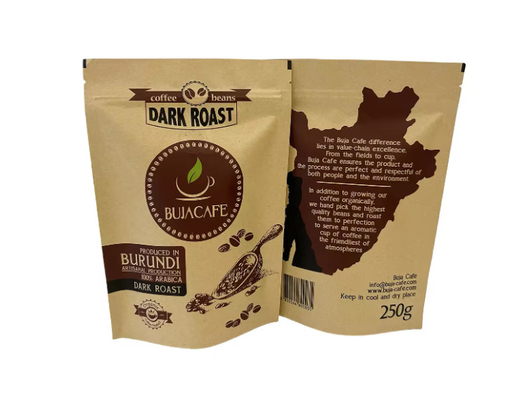 Compostable Biodegradable Standup Flat Bottom Kraft Paper Food Packing Zipper Pouch Custom Printed Coffee Bag With Valve
