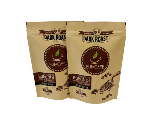 Compostable Biodegradable Standup Flat Bottom Kraft Paper Food Packing Zipper Pouch Custom Printed Coffee Bag With Valve
