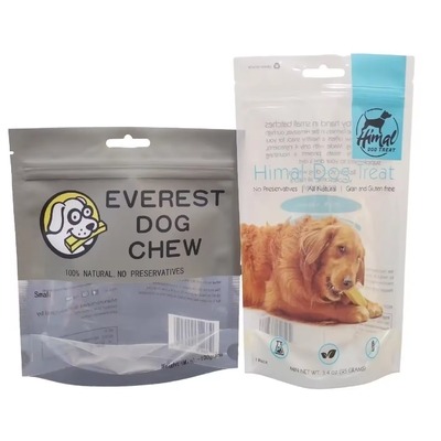 Customization Logo Resealable Dog Food Bags Zipper Bag With Window Pet Snacks Stand Up Pouch