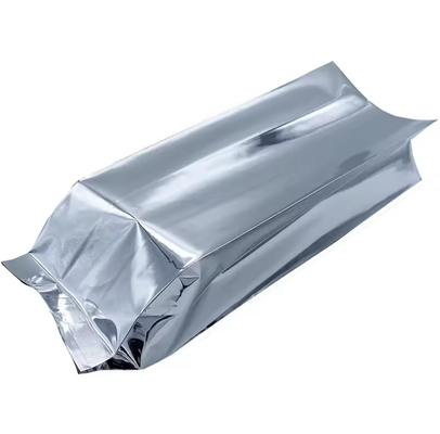 Glossy Silver Aluminum Foil Laminated Heat Seal Back Sealing Side Gusset Food Packaging Pouch Coffee Bean Bags