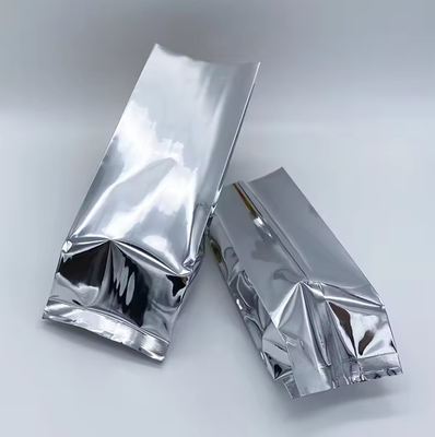 Glossy Silver Aluminum Foil Laminated Heat Seal Back Sealing Side Gusset Food Packaging Pouch Coffee Bean Bags