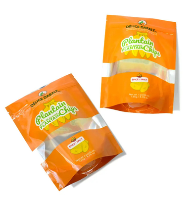 Snack Chips Packaging Custom Logo Zipper Food Grade Bags Pouch Sachet Plantain Chips Resealable Composite Plastic