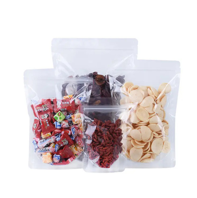 PET Transparent Zip Lock Plastic Bags Mylar Bag Ziplock Stand Up Food Spice Powder Packaging Pouch