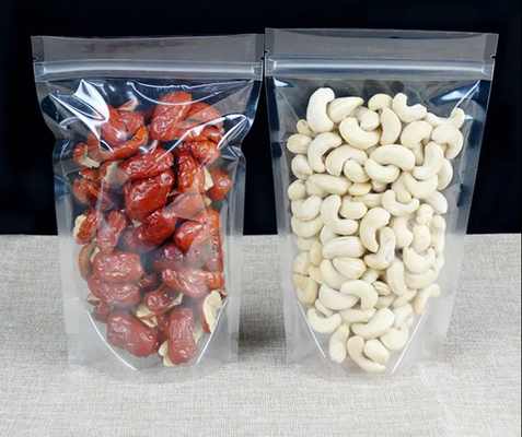 PET Transparent Zip Lock Plastic Bags Mylar Bag Ziplock Stand Up Food Spice Powder Packaging Pouch