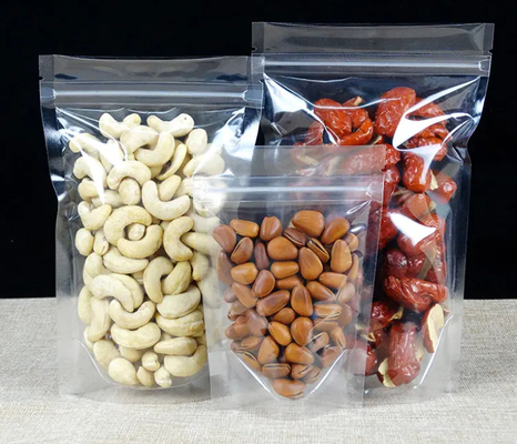 PET Transparent Zip Lock Plastic Bags Mylar Bag Ziplock Stand Up Food Spice Powder Packaging Pouch