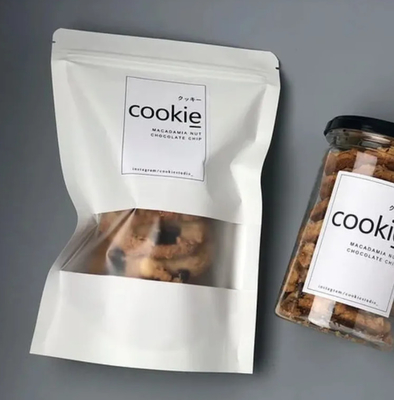 Moisture Smell Proof Chips Cookie Snack Food Pouch Bag Kraft Paper Stand Up Zip Lock Pouch For Coffee Packaging Bag