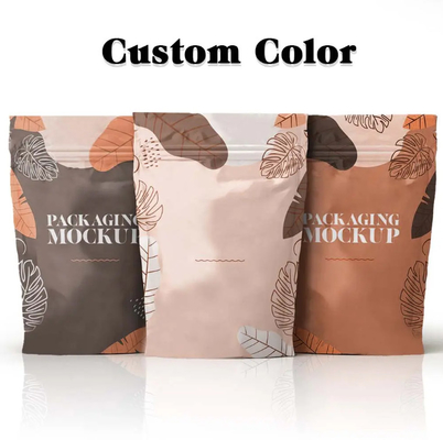 Moisture Smell Proof Chips Cookie Snack Food Pouch Bag Kraft Paper Stand Up Zip Lock Pouch For Coffee Packaging Bag