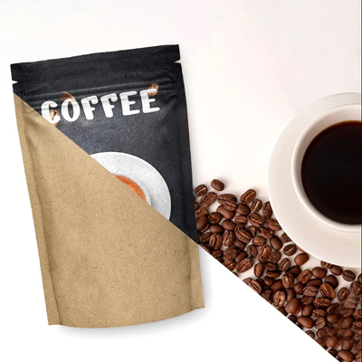 Moisture Smell Proof Chips Cookie Snack Food Pouch Bag Kraft Paper Stand Up Zip Lock Pouch For Coffee Packaging Bag