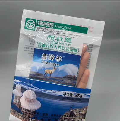 Custom Print Three Side Seal Vacuum Back Seal Pouch For Salt Plastic White Mylar Zipper Pouch Packaging With Clear Window