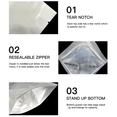 Silver Food Grade Autoclave Vacuum Heat Sealable Plain Aluminum Foil Mylar Bag Open Top Packing Bulk Food Storage Retort Pouch