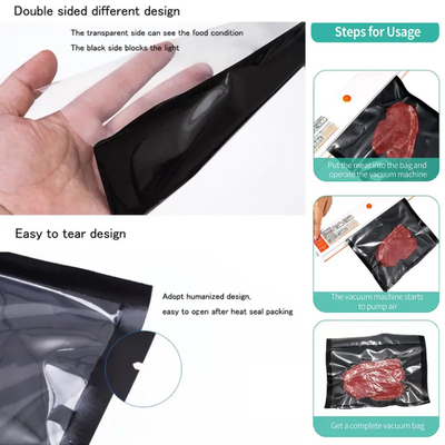 Customized Food-Grade Kitchen Storage Bags Food Black Heat Seal Packaging Plastic Biodegradable Food Vacuum Pouch