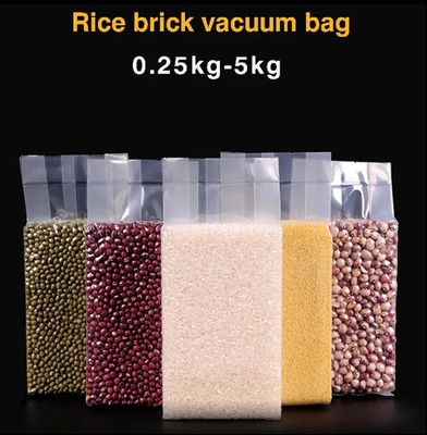 Gravure Printing Food Rice Packaging Vacuum Plastic 1Kg 2Kg 5Kg 10Kg Pe Heat Seal Bag With Handle