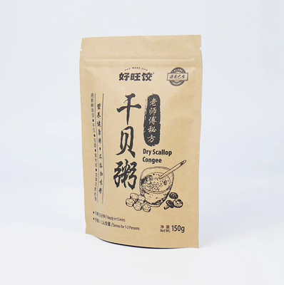 Aluminium Foil Zipper Top Stand Up Pouch With Heat Seal Kraft Paper PET PE Plastic For Food Packaging