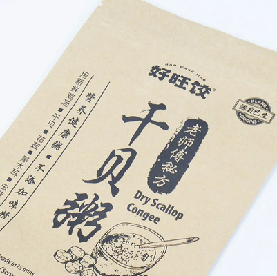 Aluminium Foil Zipper Top Stand Up Pouch With Heat Seal Kraft Paper PET PE Plastic For Food Packaging