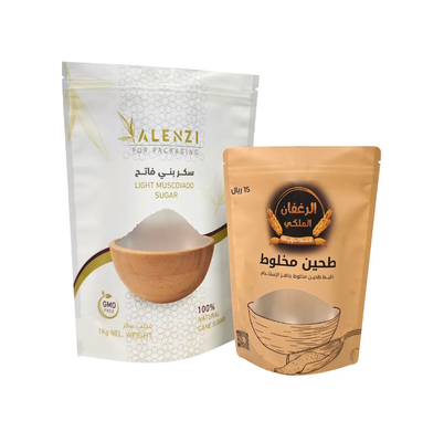 Custom Digital Printing Plastic Resealable Sugar Food Storage Packaging Bag With Ziplock Clear Window Stand Up Pouch