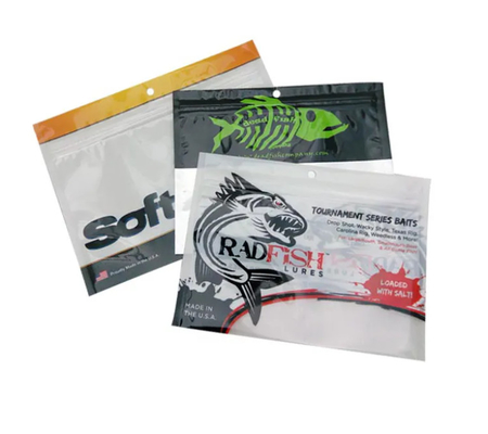 Custom Printed Vacuum Seal Bags Waterproof Aluminum Bag Heat Sealable Fishing Lure Storage Packaging Bag With Hang Hole