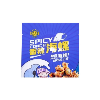 Custom Logo Glossy Plastic Sachet Spicy Conch Food Packaging Sealing Bag Heat Seal Bags 3 Side Seal Pouch