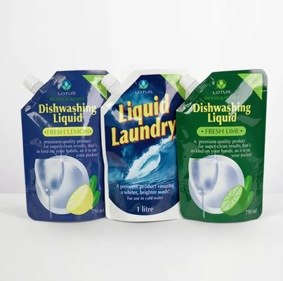 Custom High-Capacity Packaging For Liquid Detergent Standing Bag With Corner Spout Plastic Pouches