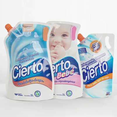 Custom High-Capacity Packaging For Liquid Detergent Standing Bag With Corner Spout Plastic Pouches