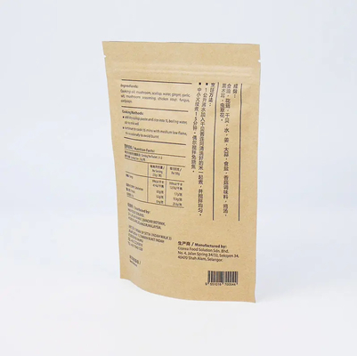 Aluminium Foil Zipper Top Stand Up Pouch With Heat Seal Kraft Paper PET PE Plastic For Food Packaging