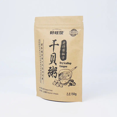 Aluminium Foil Zipper Top Stand Up Pouch With Heat Seal Kraft Paper PET PE Plastic For Food Packaging