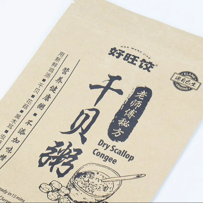 Aluminium Foil Zipper Top Stand Up Pouch With Heat Seal Kraft Paper PET PE Plastic For Food Packaging
