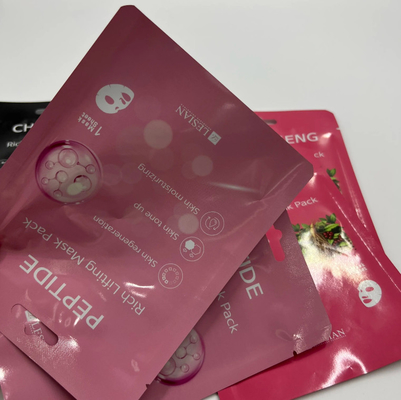 High Grade Customized Cosmetics Face Mask Bag Stand-Up Three Side Seal Easy Tear Pure Aluminum Foil Heat Sealing PE PET Material