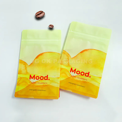Custom Logo Side Gusset Flat Bottom Coffee Beans Packaging Laminated 100g 150g 250g 500g 1kg Bags With Valve