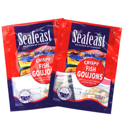 Custom Printed Vacuum Fish Chicken Frozen Food Packaging 3 Side Seal Plastic Bags With Logos