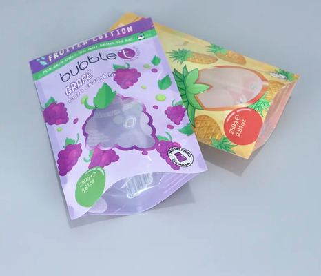 Custom Printed Stand Up Resealable Ziplock Plastic Packaging Bags With Clear Window For For Body Scrub And Bath Salts Packing
