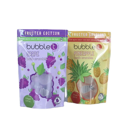 Custom Printed Stand Up Resealable Ziplock Plastic Packaging Bags With Clear Window For For Body Scrub And Bath Salts Packing