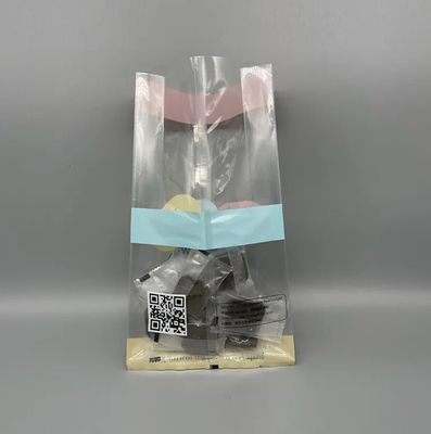 Custom Back Seal Pouch Clear Side Gusset Quad Seal Stand Up Food Nut Snack Candy Eight Side Seal Transparent Plastic Bag