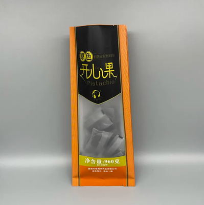 Custom Back Seal Pouch Clear Side Gusset Quad Seal Stand Up Food Nut Snack Candy Eight Side Seal Transparent Plastic Bag