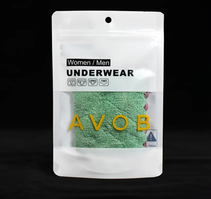 Custom Resealable Stand Up Pouch Underwear Packaging Zip Lock Mylar Bags With Clear Window