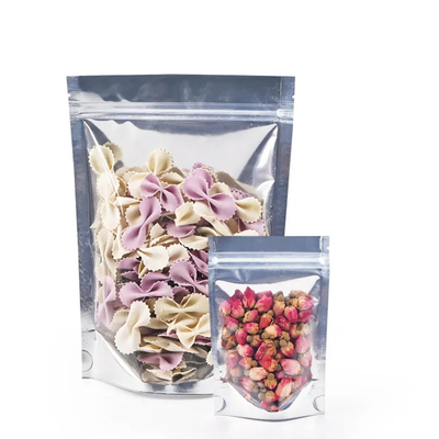 New Transparent PE Plastic Stand-Up Zipper Bag With Silver Gravure Printing Food Packaging For Sugar And Jelly