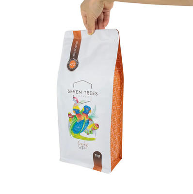 Customized LOGO Printing Flat Bottom Pouch Gusset Eight Side Seal Pet Food Bag Rice Cookie Dry Goods Food Plastic Bag For Coffee