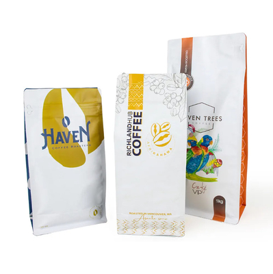 Customized LOGO Printing Flat Bottom Pouch Gusset Eight Side Seal Pet Food Bag Rice Cookie Dry Goods Food Plastic Bag For Coffee