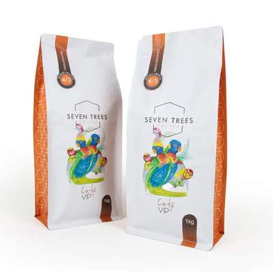 Customized LOGO Printing Flat Bottom Pouch Gusset Eight Side Seal Pet Food Bag Rice Cookie Dry Goods Food Plastic Bag For Coffee