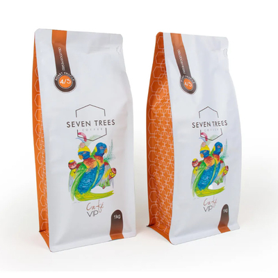 Customized LOGO Printing Flat Bottom Pouch Gusset Eight Side Seal Pet Food Bag Rice Cookie Dry Goods Food Plastic Bag For Coffee